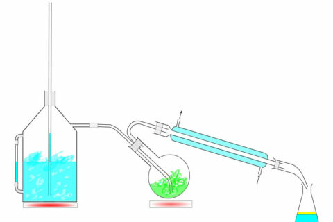 Wasserdampfdestillation schematische Darstellung