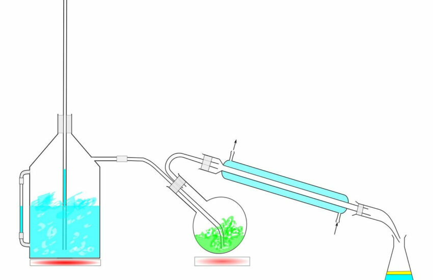 Wasserdampfdestillation schematische Darstellung