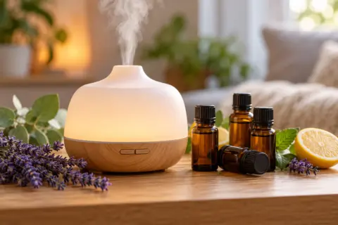 Aroma Diffuser mit verschiedenen Duftölen und ätherischen Ölen