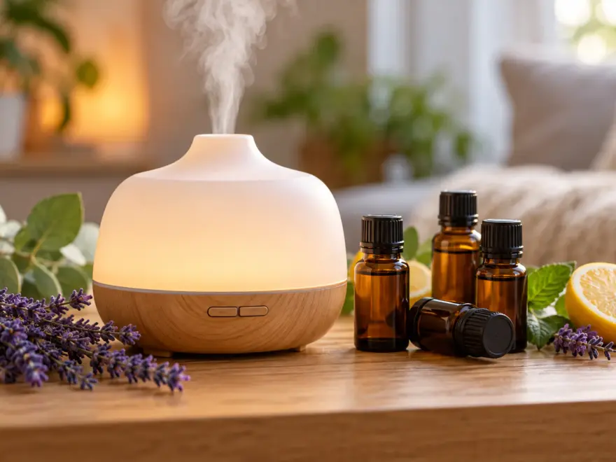 Aroma Diffuser mit verschiedenen Duftölen und ätherischen Ölen