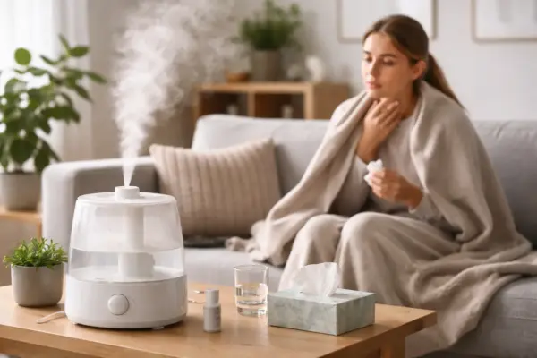 Luftbefeuchter verbessert Raumklima und kann trockene Atemwege entlasten
