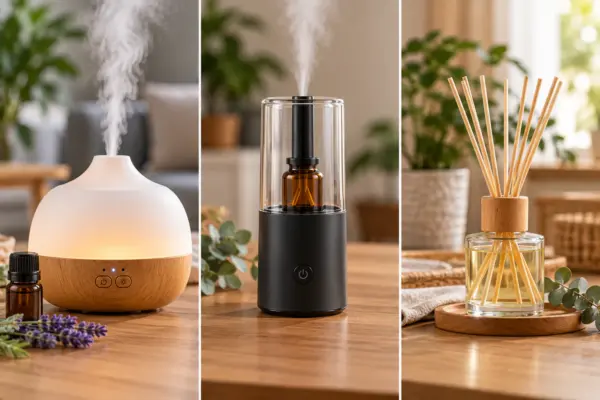 Verschiedene Arten von Aroma Diffusern im Vergleich Drei Arten von Aroma Diffusern: Ultraschall-Diffuser, Vernebler und passiver Diffuser